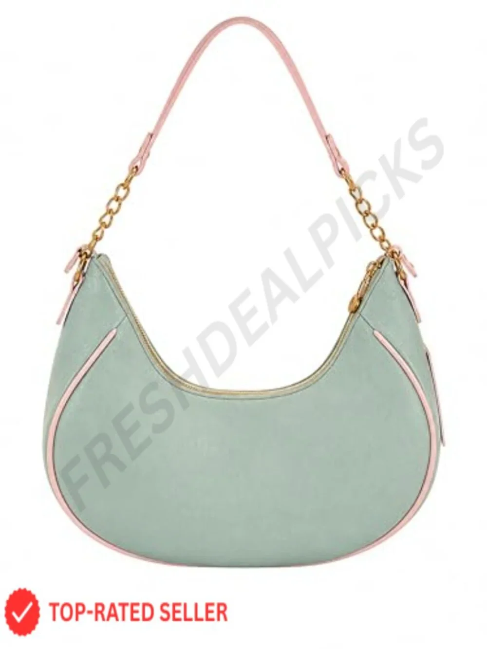 Faux Leather Hobo Bag with Gold-Tone Hardware, Heart Lock Charm, Crescent